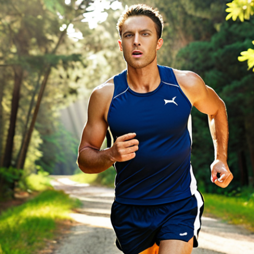 Home 6 **
A dynamic action shot of a runner wearing Diadora sports shorts. The shorts should be a classic navy blue, and the runner should be focused, with a determined expression. Background: A sun-drenched running trail with trees blurred in the distance. Emphasize the high-quality material and comfortable fit of the shorts. Focus on performance and athletic functionality. Image style: Realistic, high-resolution, action photography.
**