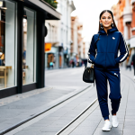 Casual Chic - Accessorized Puma Tracksuit**

"A woman standing in a bright, modern city street, wearing a navy blue Puma tracksuit with gold hoop earrings, a sleek black crossbody bag, and white fashion sneakers, fully clothed, appropriate attire, safe for work, perfect anatomy, natural proportions, professional photography, high quality, modest clothing, family-friendly, well-formed hands, proper finger count, natural body proportions. Background: blurred city scene with shops and pedestrians."

**