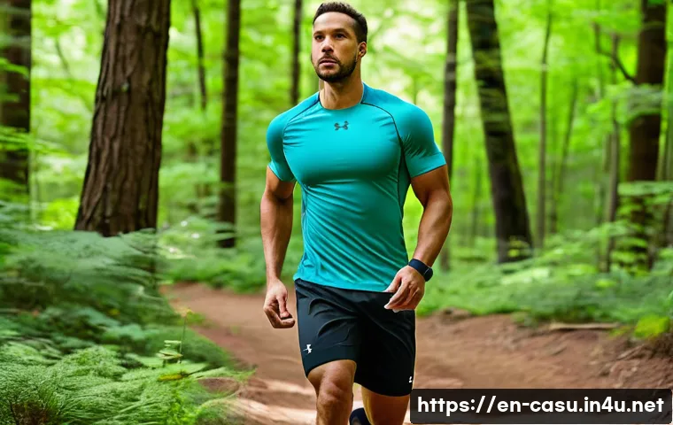 언더아머 컴프레션 상의 추천 - A dynamic male athlete wearing a sleek Under Armour HeatGear Armour compression top made of lightwei...