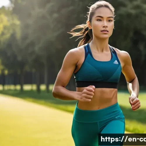 Home 33 아디다스의 여성용 스포츠 브라 추천 - A dynamic outdoor running scene featuring a female athlete wearing a high-support Adidas sports bra ...