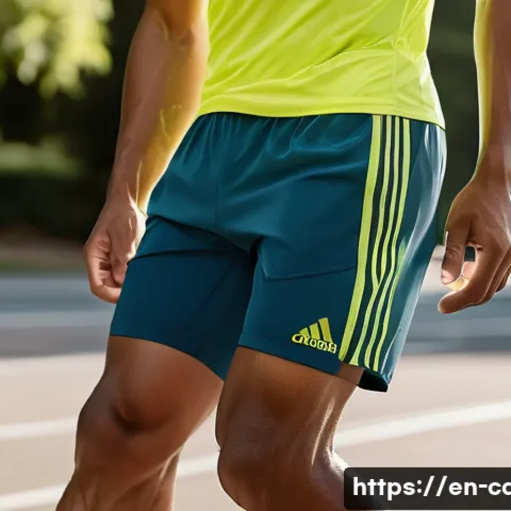 아디다스 클라이마쿨 쇼츠 리뷰 - A close-up, dynamic shot of a male athlete wearing Adidas ClimaCool shorts with visible mesh ventila...