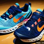 Home 23 디아도라와 나이키의 트레이닝 슈즈 비교 - A high-resolution close-up of two athletic training shoes side by side on a gym floor: one Nike shoe...